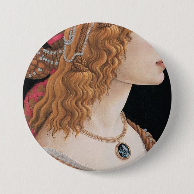 Macaron Rond 7,6 Cm Sandro Botticelli Portrait Idéalisé D'Une Dame (Devant)