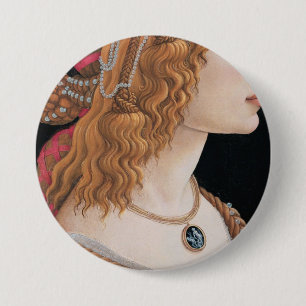 Macaron Rond 7,6 Cm Sandro Botticelli Portrait Idéalisé D'Une Dame