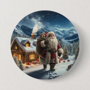 Macaron Rond 7,6 Cm Santa Claus