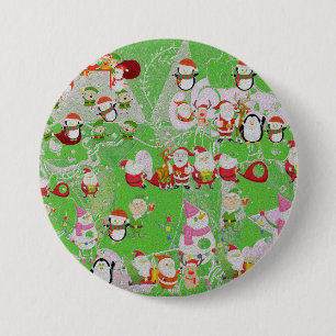Macaron Rond 7,6 Cm Santa Magical Green New Year