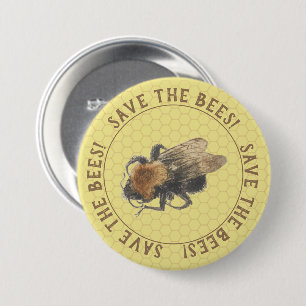 Macaron Rond 7,6 Cm Sauvez l'abeille et le nid d'abeilles vintages des