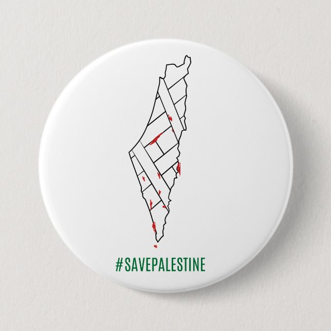 Macaron Rond 7,6 Cm Save Palestine saigned map - Liberté pour Palestin (Devant)