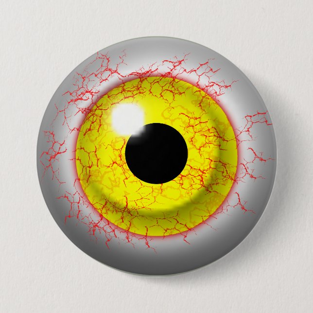 Macaron Rond 7,6 Cm Scandale Sanglante Zombie Oeil Nouveauté (Devant)
