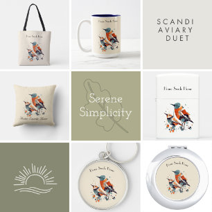 Macaron Rond 7,6 Cm Scandi Aviary Duet, personnalisé