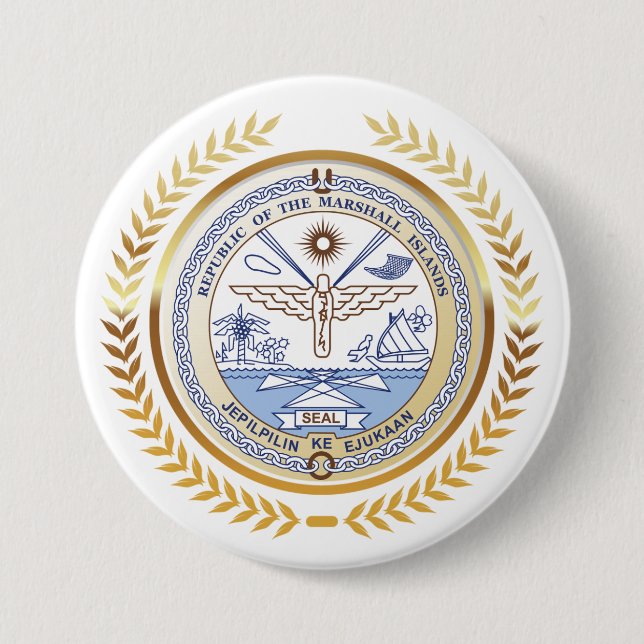 Macaron Rond 7,6 Cm Sceau des Îles Marshall (Devant)