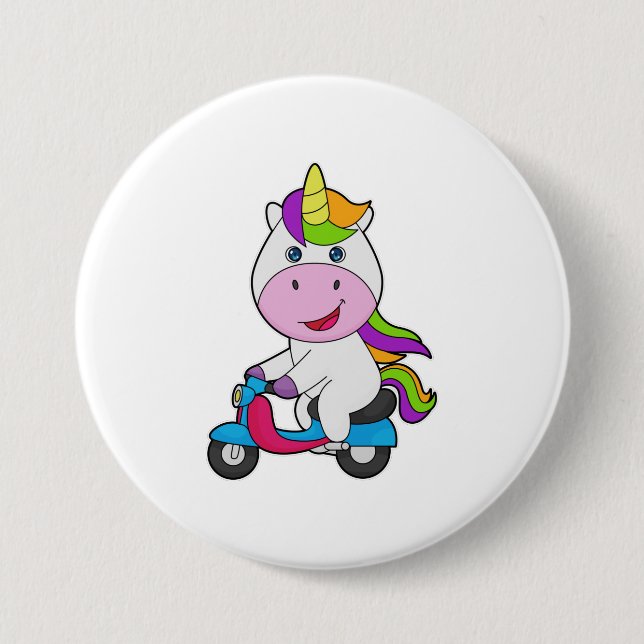 Macaron Rond 7,6 Cm Scooter Unicorn (Devant)