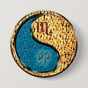 Macaron Rond 7,6 Cm Scorpion & Lapin de Feu