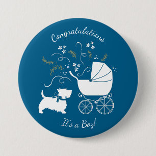 Macaron Rond 7,6 Cm Scotty Chien Baby shower Chien Chien Chiot écossai