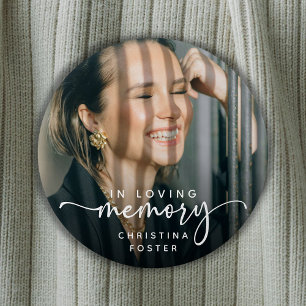Macaron Rond 7,6 Cm Script In Love Memory Photo Memorial