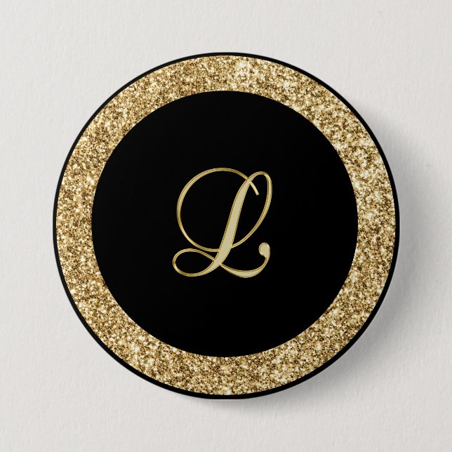 Macaron Rond 7,6 Cm Script or Monogram L (Devant)