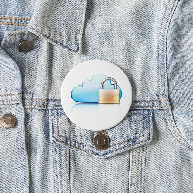 Macaron Rond 7,6 Cm Secure Cloud Storage Icon with Padlock (Créateur téléchargé)
