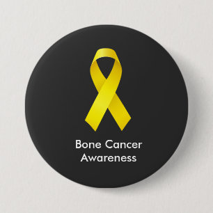 Macaron Rond 7,6 Cm Sensibilisation au cancer de l'os Ribbon jaune