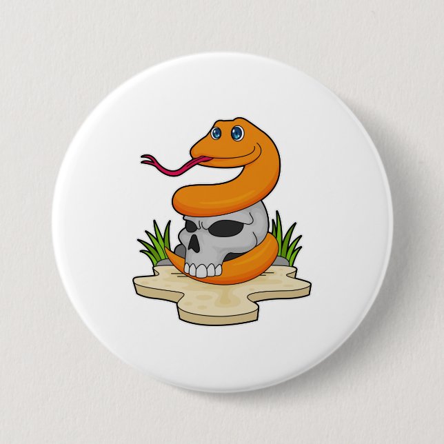 Macaron Rond 7,6 Cm Serpent avec crâne (Devant)