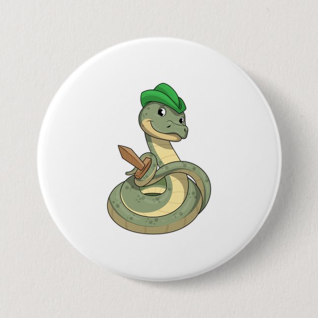 Macaron Rond 7,6 Cm Serpent avec épée (Devant)