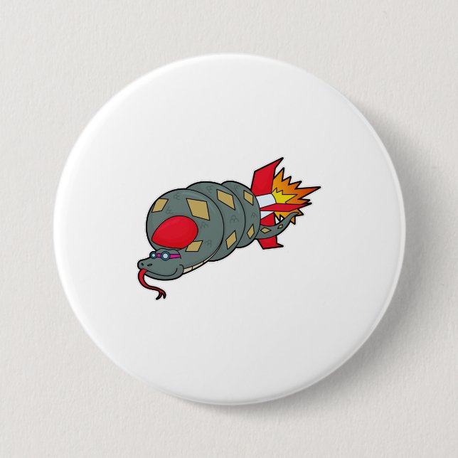 Macaron Rond 7,6 Cm Serpent avec fusée (Devant)