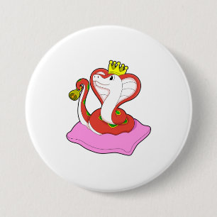 Macaron Rond 7,6 Cm Serpent comme roi avec Couronne