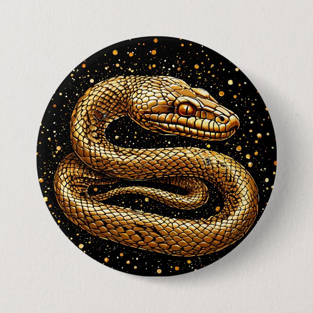 Macaron Rond 7,6 Cm Serpent doré (Devant)