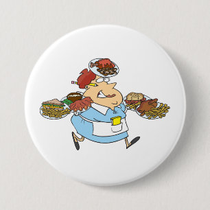 Macaron Rond 7,6 Cm Serveuse Occupée Drôle Serveur Surmené