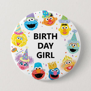 Macaron Rond 7,6 Cm Sesame Street Confetti Anniversaire Fille