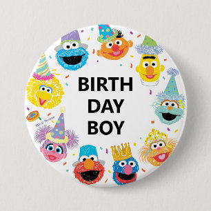 Macaron Rond 7,6 Cm Sesame Street Confetti Anniversaire Garçon