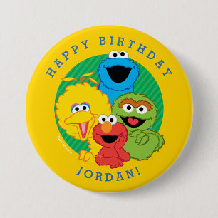 Macaron Rond 7,6 Cm Sesame Street Pals Anniversaire