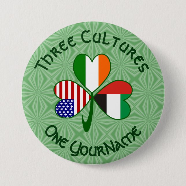 Macaron Rond 7,6 Cm Shamrock des drapeaux irlandais américains des Émi (Devant)