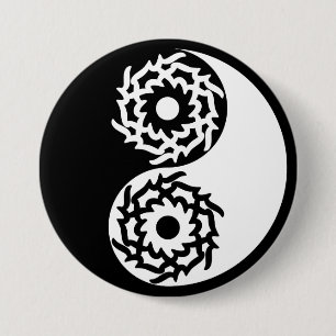 Macaron Rond 7,6 Cm Signe yin et yang noir et blanc