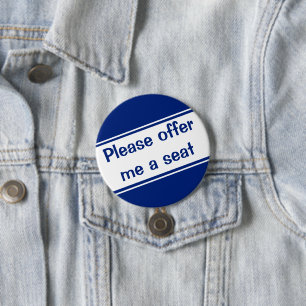 Macaron Rond 7,6 Cm S'il vous plaît, offrez-moi un siège (bleu)