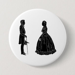 Macaron Rond 7,6 Cm silhouette d'abraham lincoln et de mary todd linco