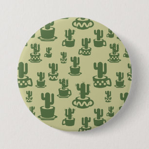 Macaron Rond 7,6 Cm Silhouette de cactus succulent en tasses et pots