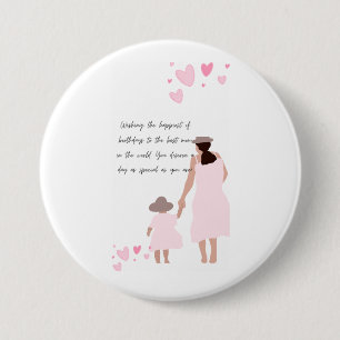 Macaron Rond 7,6 Cm Silhouette de cœur rose de mère et fille