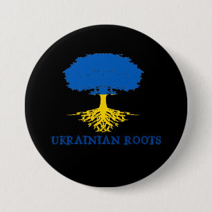 Macaron Rond 7,6 Cm Silhouette de l'arbre des racines ukrainiennes