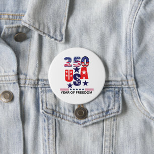 Macaron Rond 7,6 Cm Simple 250e anniversaire d'indépendance patriotiqu