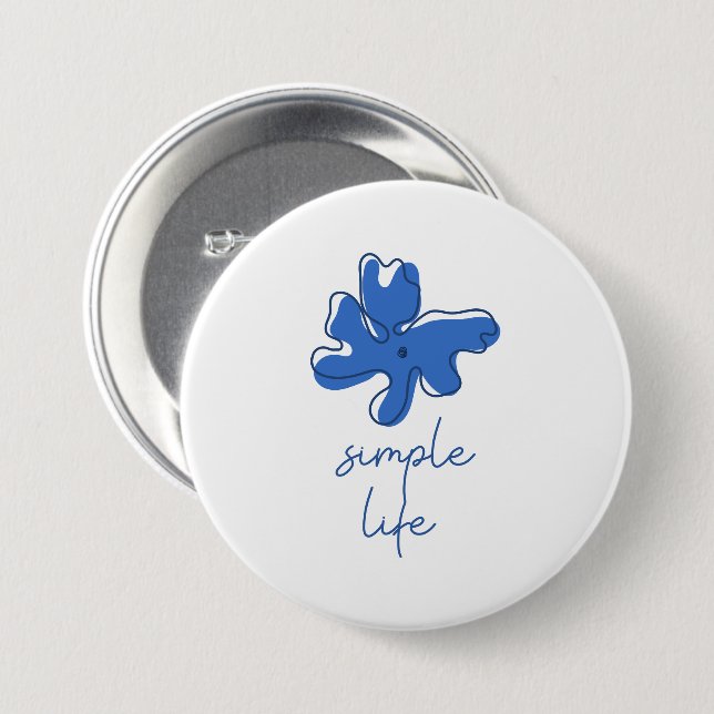 Macaron Rond 7,6 Cm Simple Life Minimalism Button (Devant & derrière)