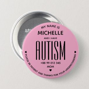 Macaron Rond 7,6 Cm Simple Rose J'ai une conscience de l'autisme TSA S