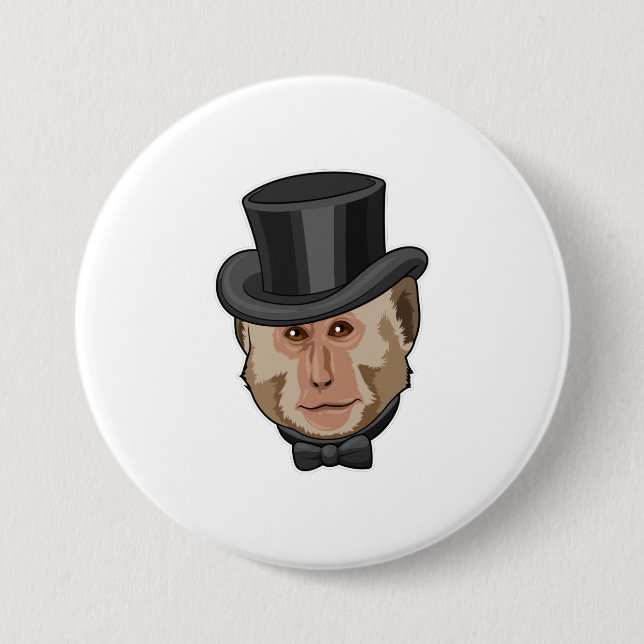 Macaron Rond 7,6 Cm Singe avec Cylindre (Devant)