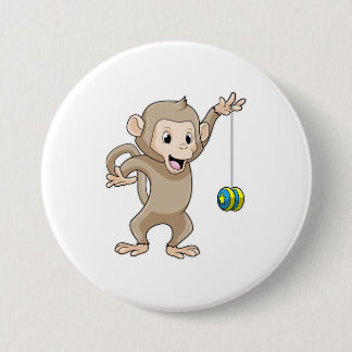 Macaron Rond 7,6 Cm Singe avec Yo-yo