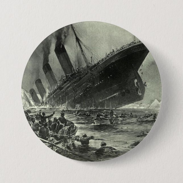 Macaron Rond 7,6 Cm Sinking RMS Titanic (Devant)