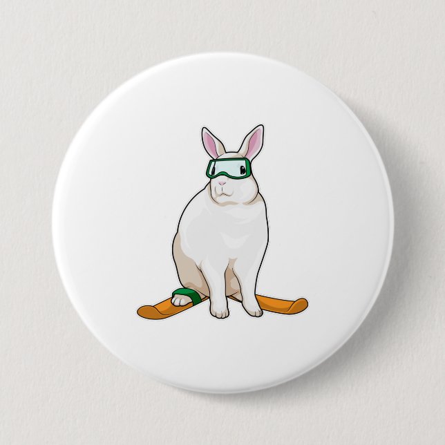 Macaron Rond 7,6 Cm Ski Bunny Skier (Devant)