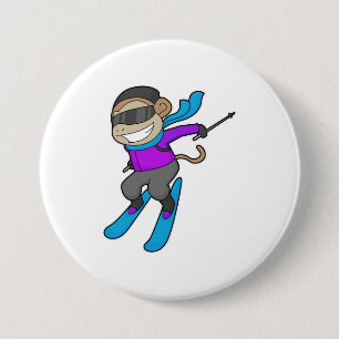 Macaron Rond 7,6 Cm Ski Monkey