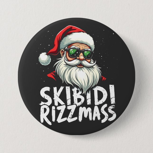 Macaron Rond 7,6 Cm Skibidi Rizzmas Funny Gen Alpha Slang Noël (Devant)