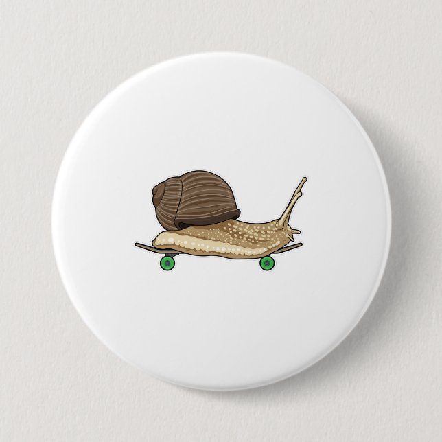 Macaron Rond 7,6 Cm Snail as Skateboard avec Skateboard (Devant)