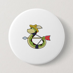 Macaron Rond 7,6 Cm Snake as Archer with Bow & Arrow