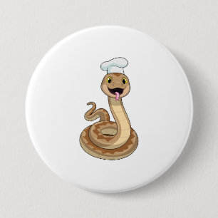 Macaron Rond 7,6 Cm Snake as Cook avec Chef casquette