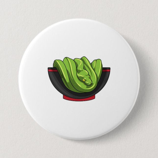 Macaron Rond 7,6 Cm Snake avec Ramen Bowl (Devant)