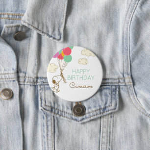 Macaron Rond 7,6 Cm Snoopy et Ballons Anniversaire