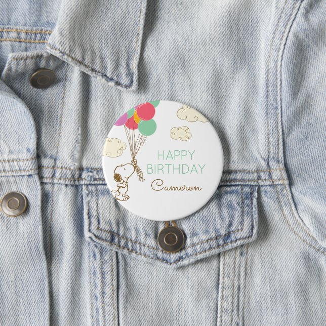 Macaron Rond 7,6 Cm Snoopy et Ballons Anniversaire (En situation)