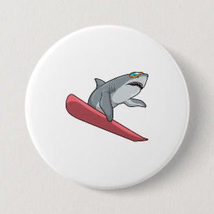 Macaron Rond 7,6 Cm Snowboard requin