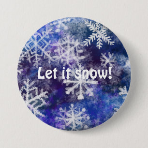 Macaron Rond 7,6 Cm Snowflakes avec arrière - plan bleu