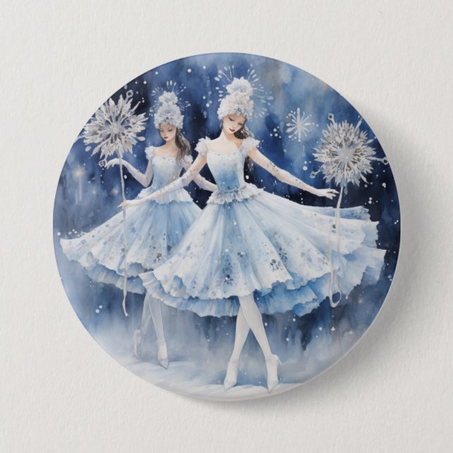 Macaron Rond 7,6 Cm Snowflakes from The Nutcracker Ballet (Devant)